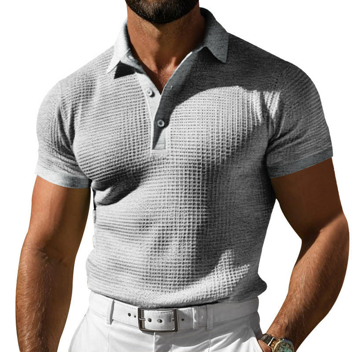 Herren nan strukturiertes Piqué-Poloshirt aus Baumwollmischung mit verstärktem Polokragen Drune