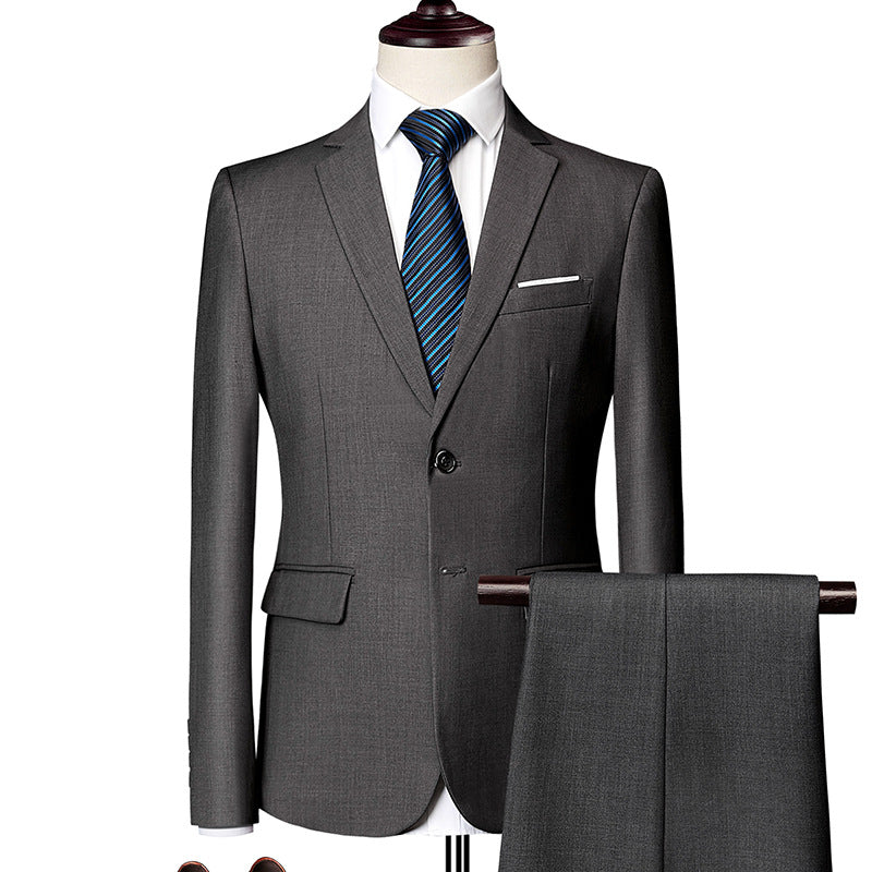 Herren nan Slim-Fit Einreiher-Anzugset mit Ein-Knopf-Sakko, schmaler Anzughose mit Bügelfalte und elastischem Stretchgewebe Drune