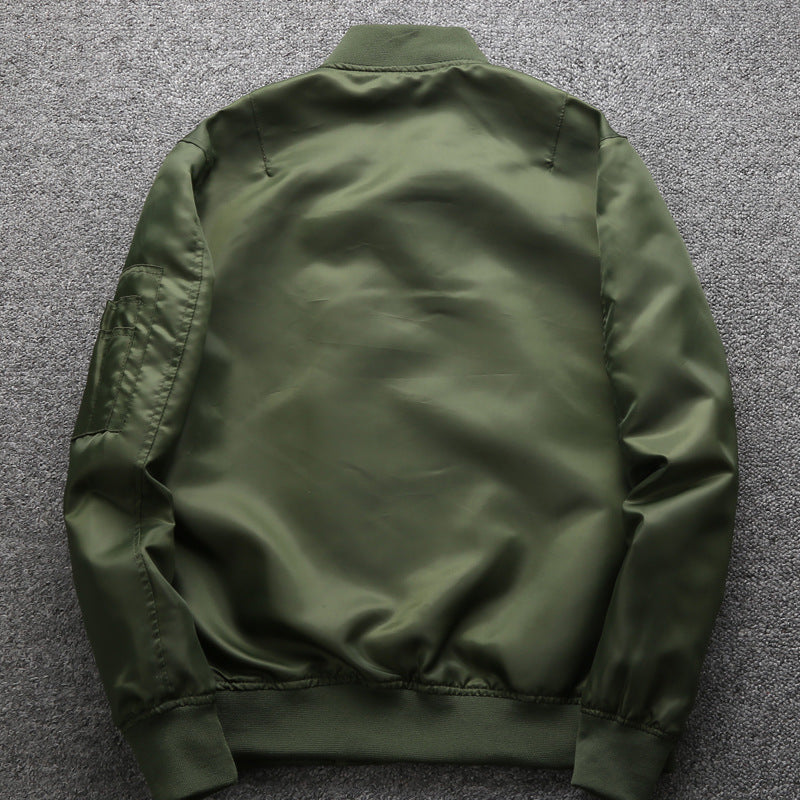 Herren Nylon-Bomberjacke im Aviatorstil mit Ärmeltasche und geripptem Saum Drune
