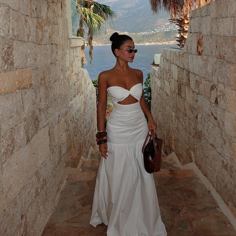 Damen Maxikleid mit Cut-Out-Design und voluminösem Rock Drune