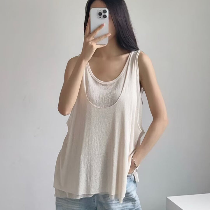 Damen sportliches Tanktop mit asymmetrischem Rückendesign Drune