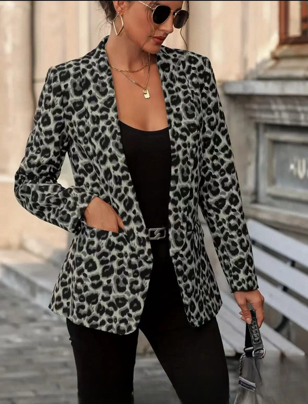 Damen Blazer im trendigen Animal-Print mit elegantem Revers und praktischen Taschen Drune