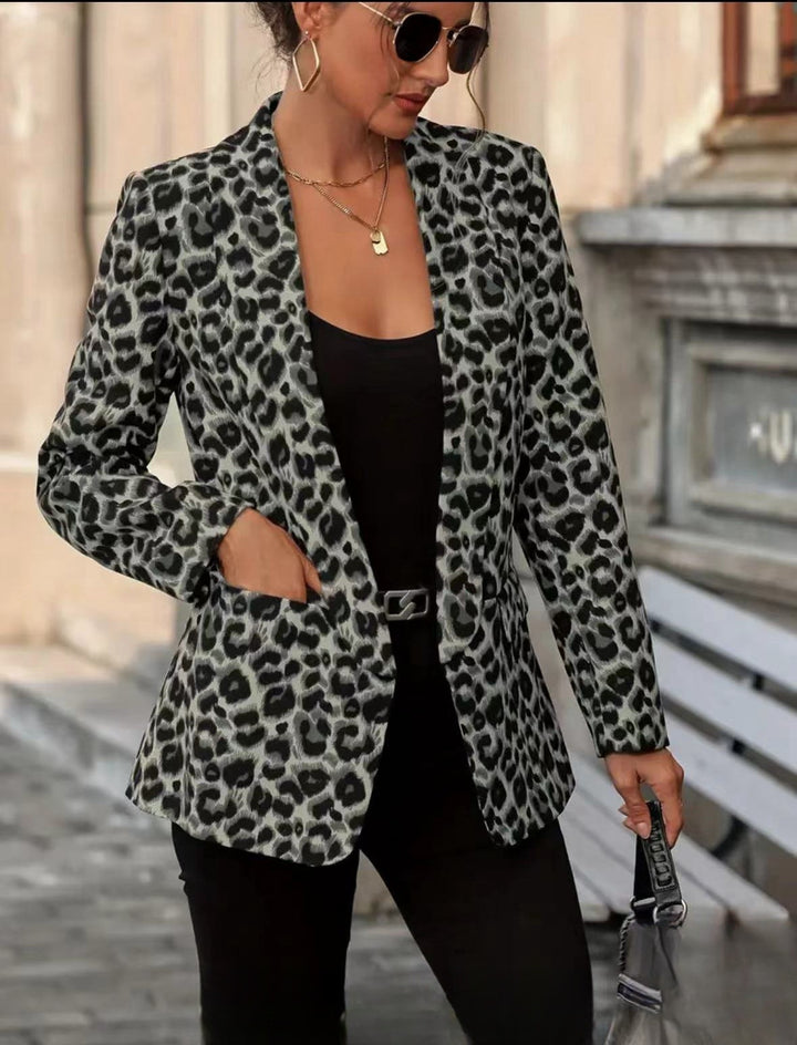 Damen Blazer im trendigen Animal-Print mit elegantem Revers und praktischen Taschen Drune