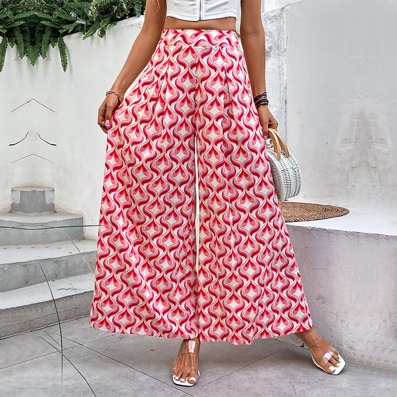 Damen Weite Hosen mit buntem Muster Drune