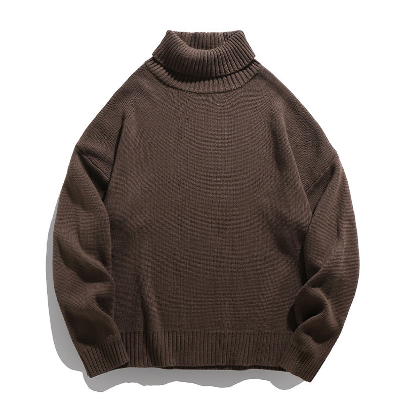 Unisex Lässiger Rollkragenpullover aus Feinstrick mit geripptem Kragen Drune