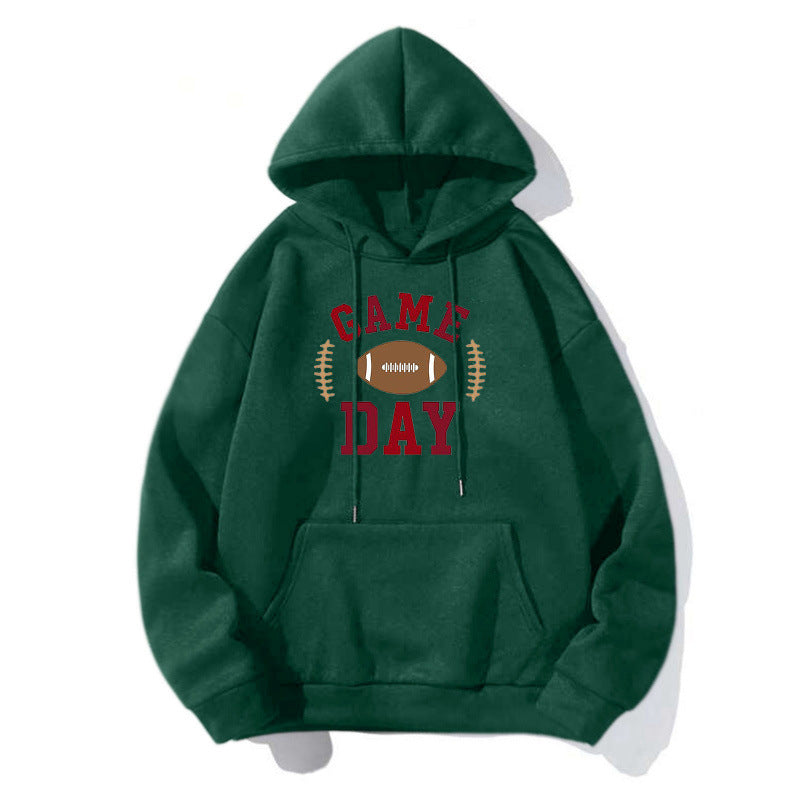 Damen Sportlicher Kapuzenpullover mit Football-Motiv Drune