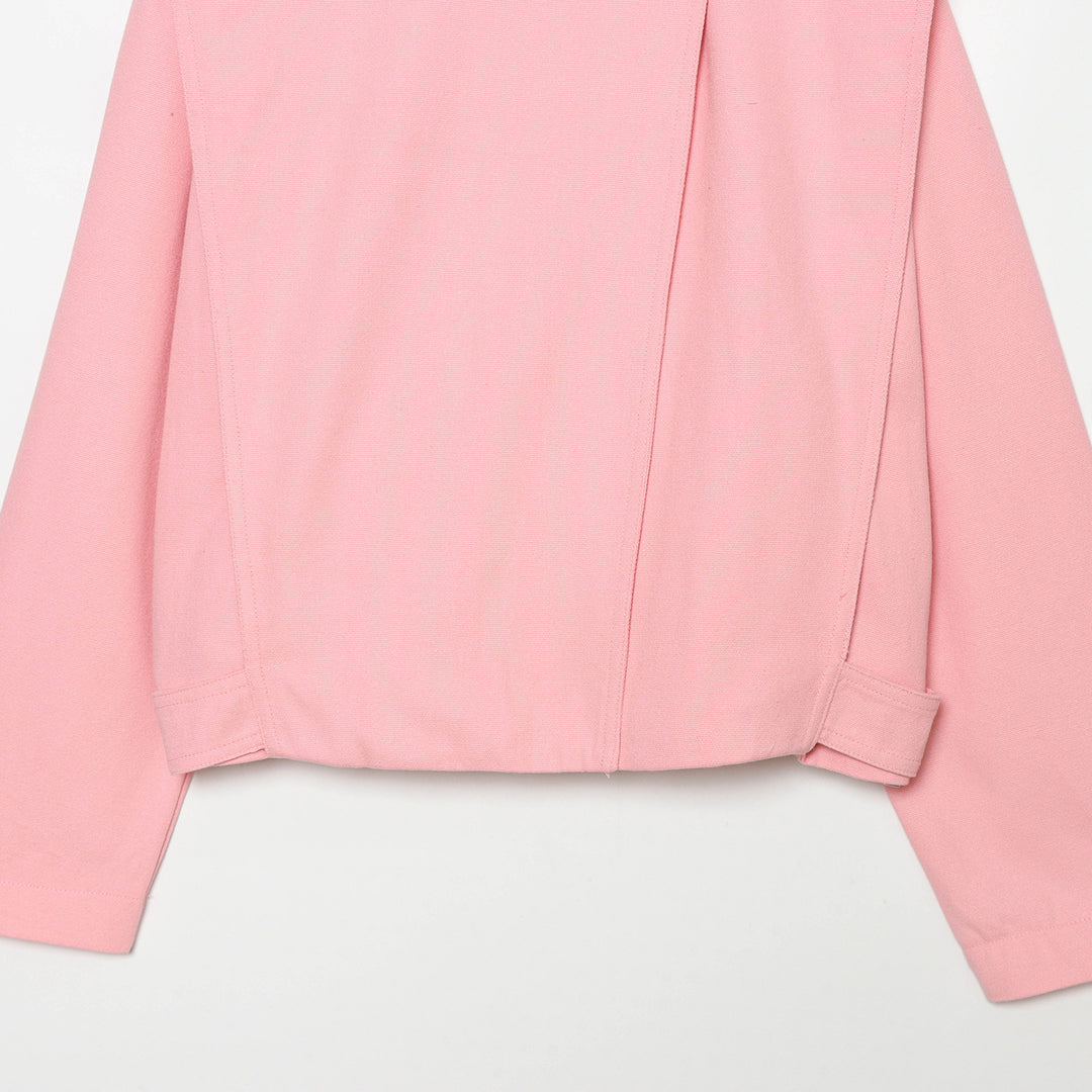 Damen nan kurz geschnittene Stehkragen‑Jacke mit asymmetrischer Druckknopfblende und Cape‑Schulter Drune