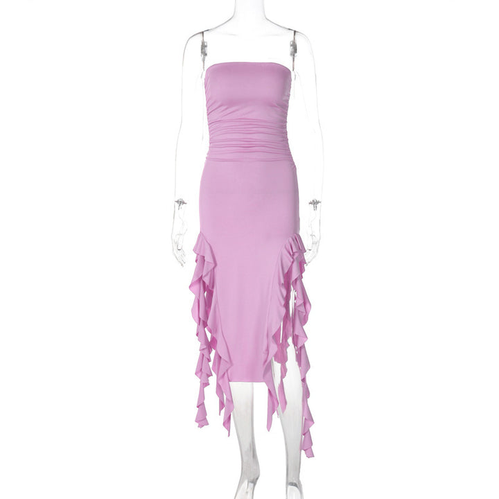 Damen Wickelkleid mit Rüschen und figurformendem Schnitt Drune