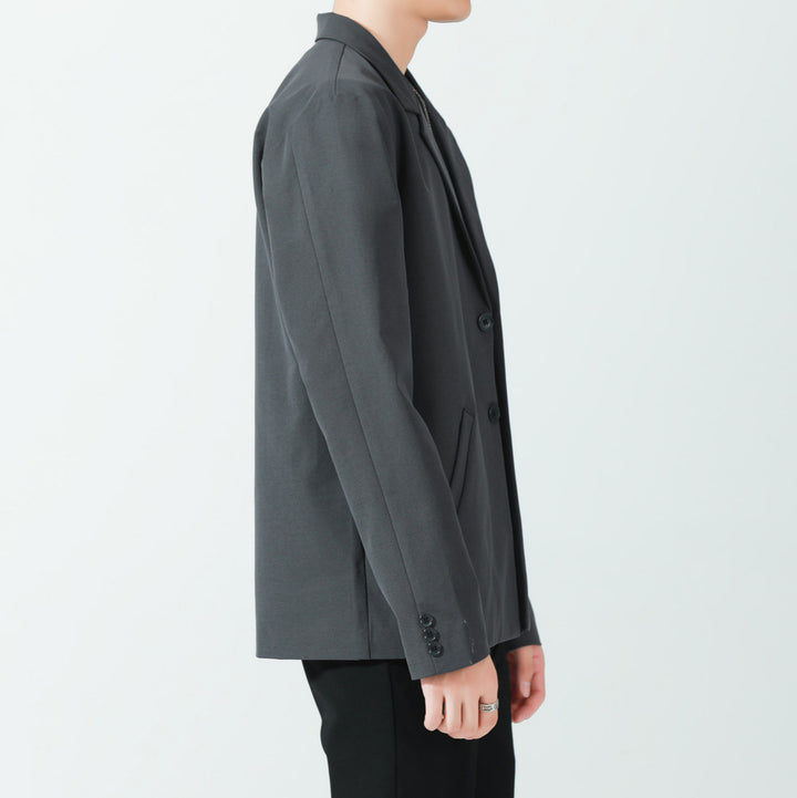 Herren Relaxed-Fit Baumwollmix Oversize-Sakko mit Zwei-Knopf-Verschluss Drune