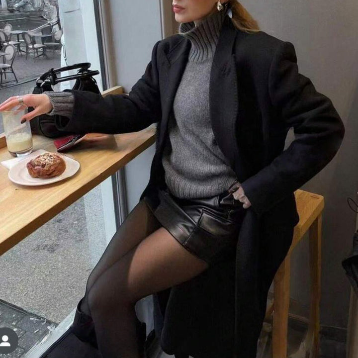 Damen Boxy-Rollkragenpullover aus feinem Wollmix mit Ballonärmeln und überschnittener Schulter Drune