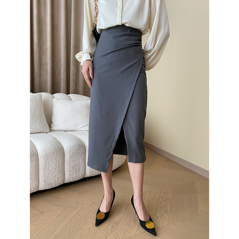 Damen figurbetontes Wickelkleid mit schickem Schlitz und eleganten Knopfdetails Drune