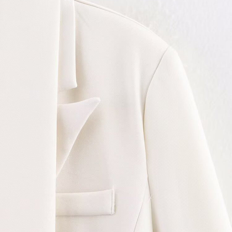 Damen eleganter Blazer mit abnehmbarem Halstuch Drune