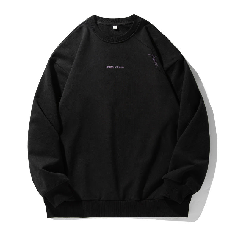 Unisex Oversize Rundhals-Sweatshirt aus Baumwollmix mit feiner Bruststickerei Drune