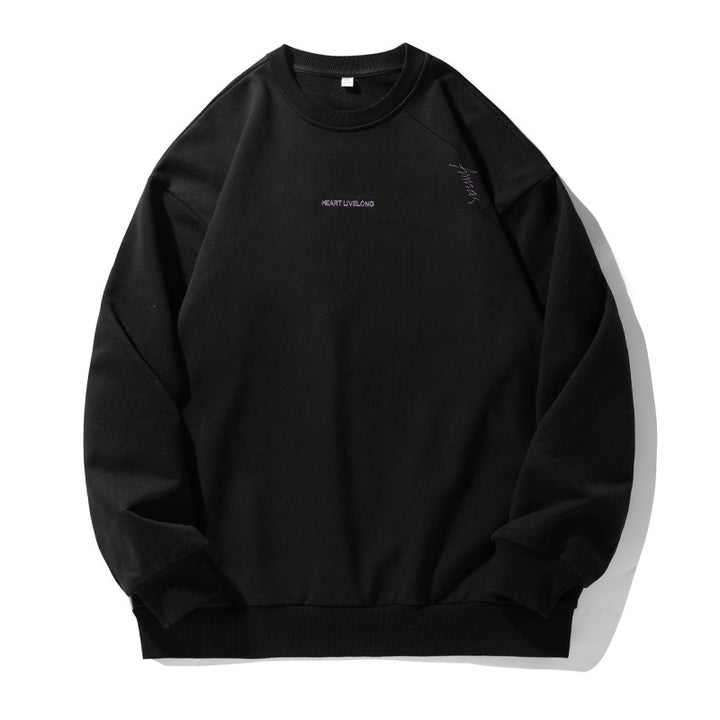 Unisex Oversize Rundhals-Sweatshirt aus Baumwollmix mit feiner Bruststickerei Drune