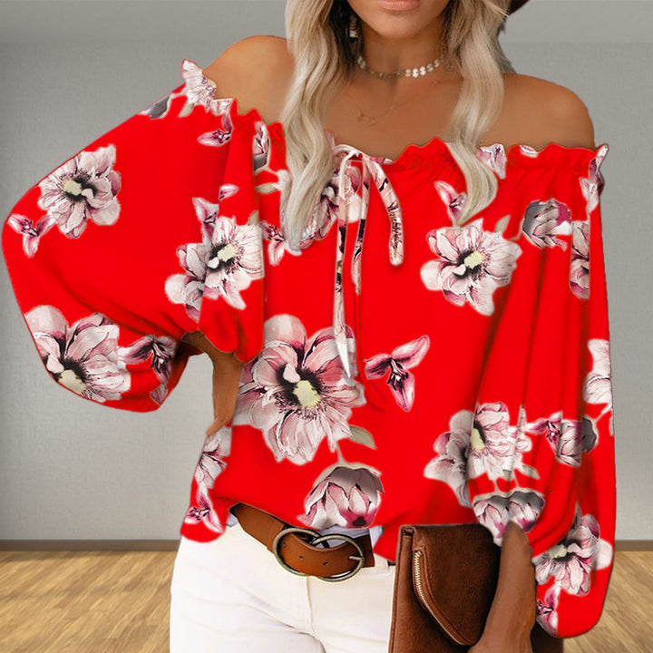Damen Off-Shoulder-Bluse mit Blumenmuster Drune