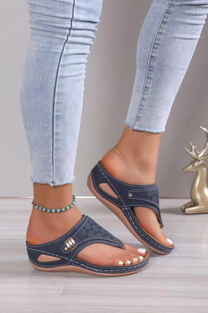 Damen Keil-Sandalen mit ergonomischer Fußbettung und verstellbarem Zehensteg Drune