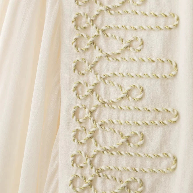 Damen Kurzbluse im Folklore‑Militärstil mit voluminösen Bischofärmeln Drune