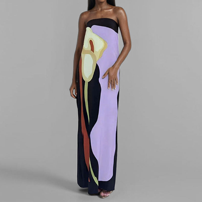 Damen Maxi-Kleid im modernen Kunststil Drune