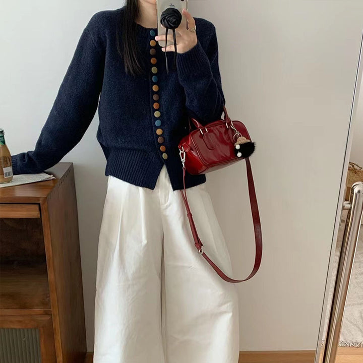 Damen Strickjacke mit bunten Knopfdetails und lässigem Schnitt Drune
