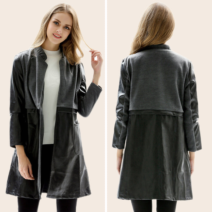 Damen Elegante und leicht taillierte Kunstlederjacke Drune
