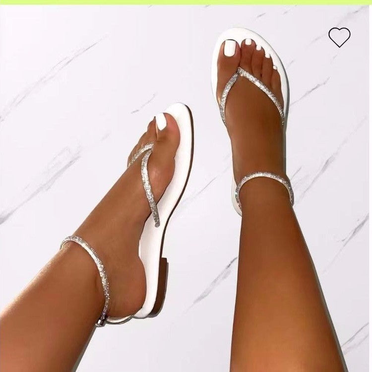 Damen Glamouröse Zehentrenner-Sandalen mit funkelnden Strass-Elementen Drune