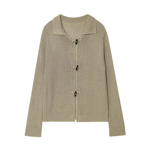 Damen geschnittene Strickjacke mit eleganten Knöpfen und strukturierter Oberfläche Drune