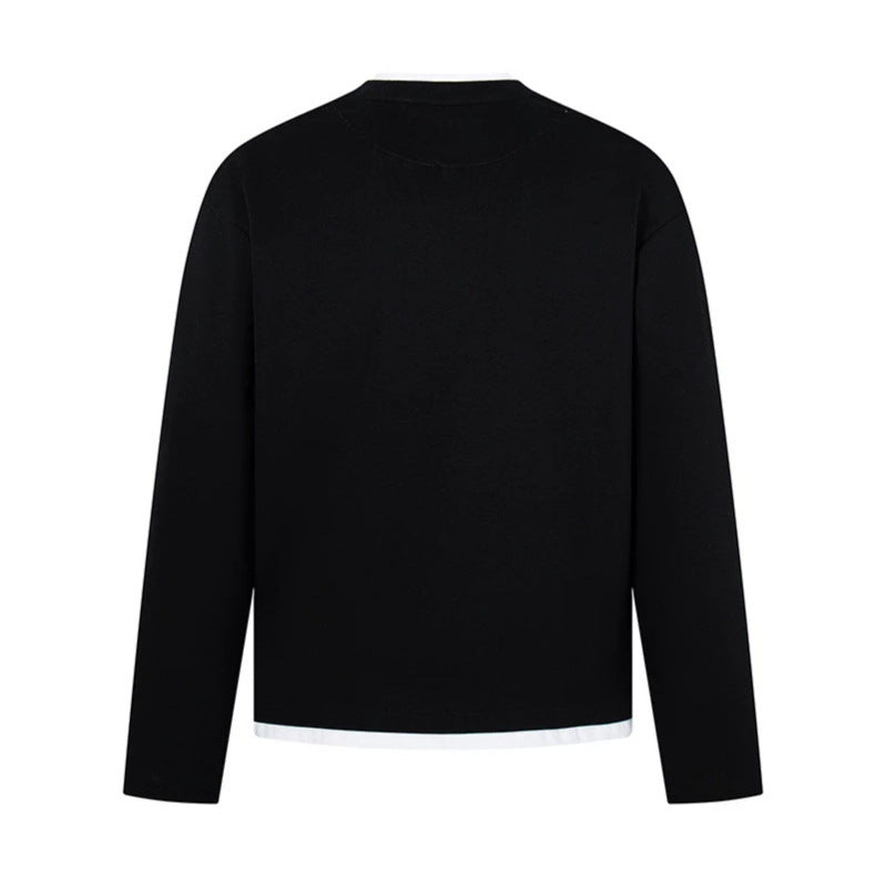 Herren Langärmeliges Henley-Layer-Shirt mit kontrastierendem Innenkragen und modernem Regular-Fit Drune