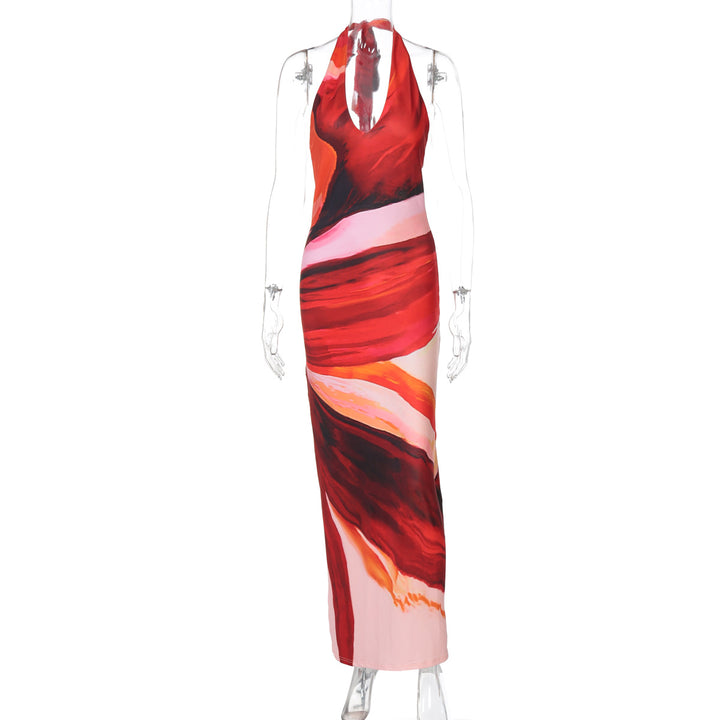 Damen Elegantes Maxikleid mit Halsband und raffinierten Farbverlauf Drune