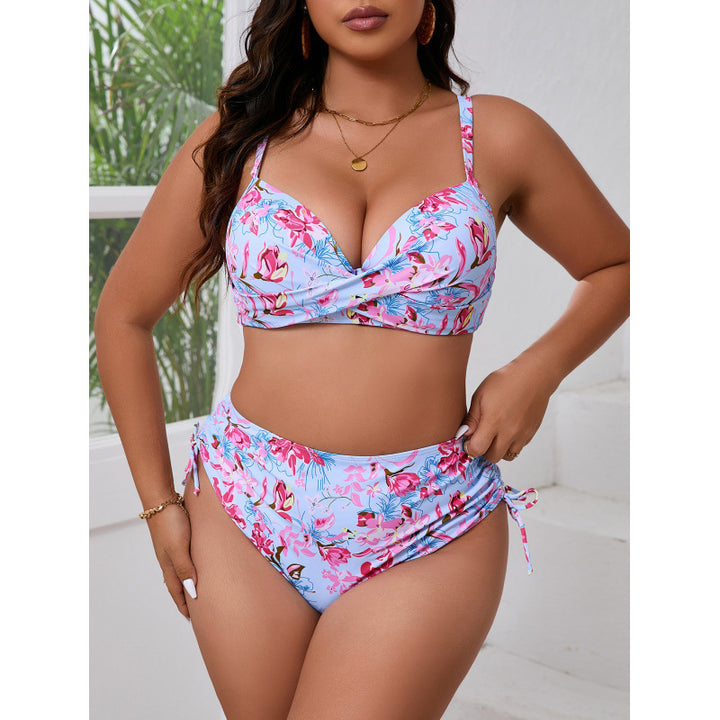 Damen Triangel-Bikini mit floralem Wickeldesign und verstellbaren Trägern Drune