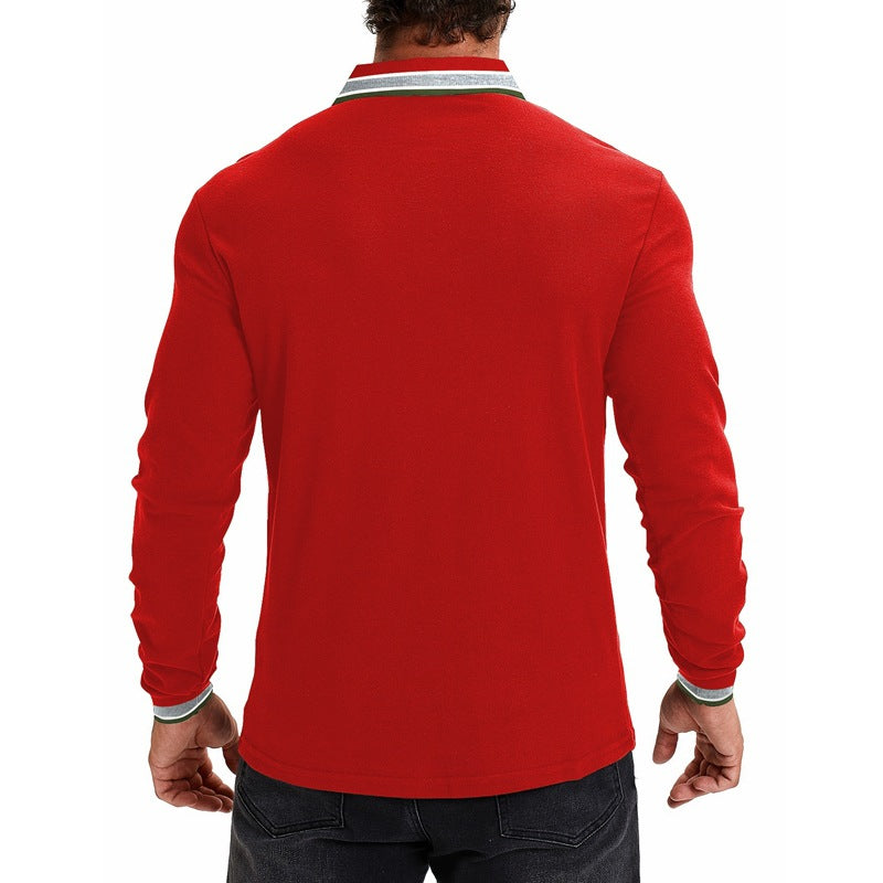 Herren Langarm-Polohemd mit Kontrastkragen und gerippten Bündchen Drune