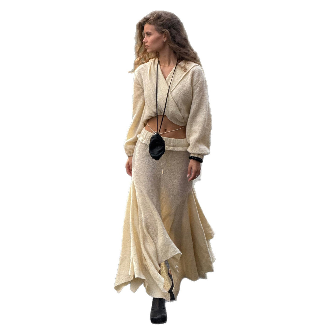 Damen Strickkleid mit lässigem Oberteil und voluminösem Rock Drune