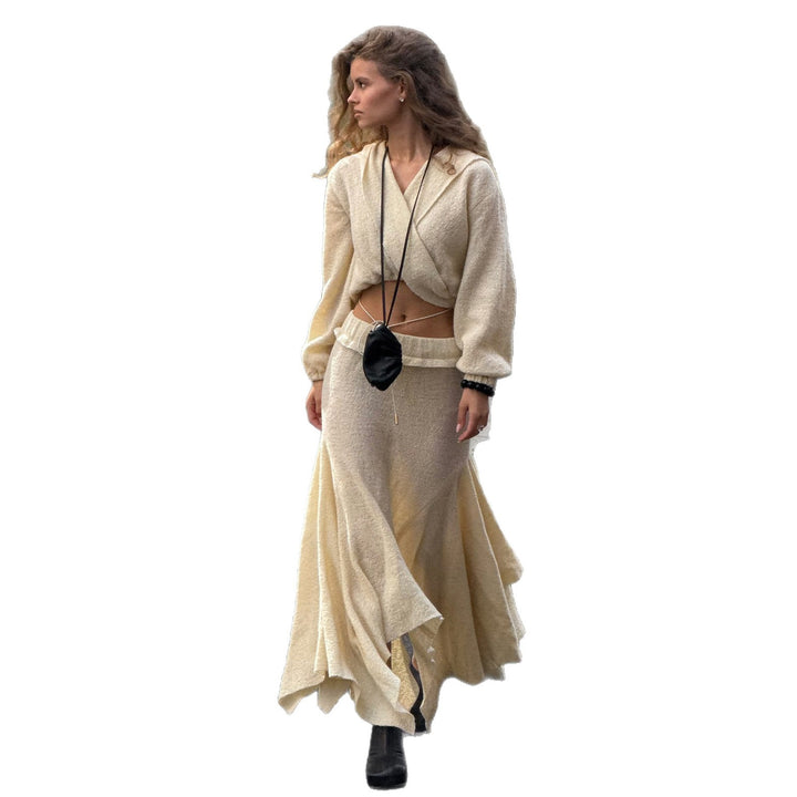 Damen Strickkleid mit lässigem Oberteil und voluminösem Rock Drune