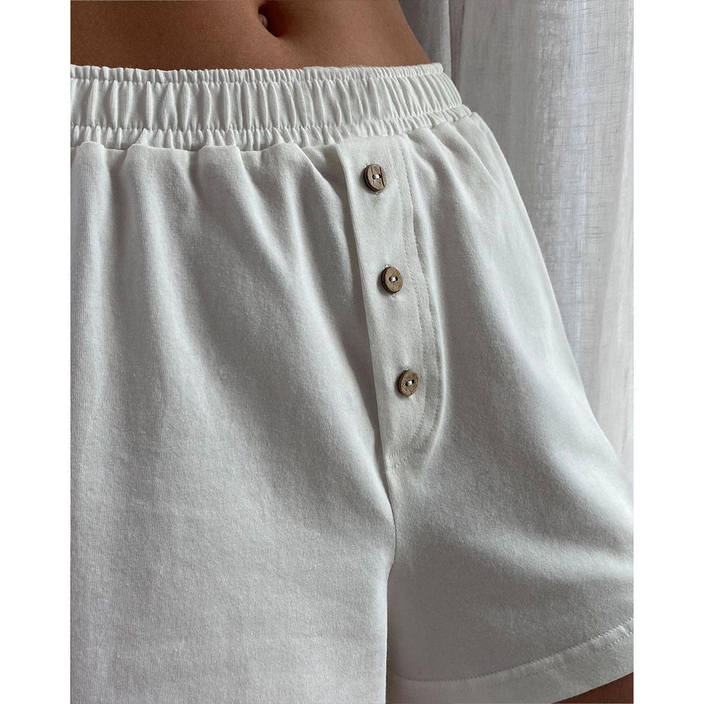 Damen Bequemes Loungewear-Set aus Baumwolle mit V-Ausschnitt Drune