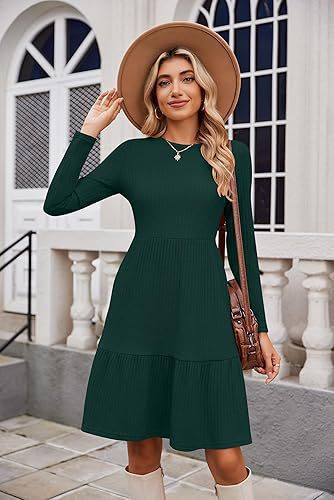 Damen Maxikleid mit Rippstruktur und weitem Rock Drune