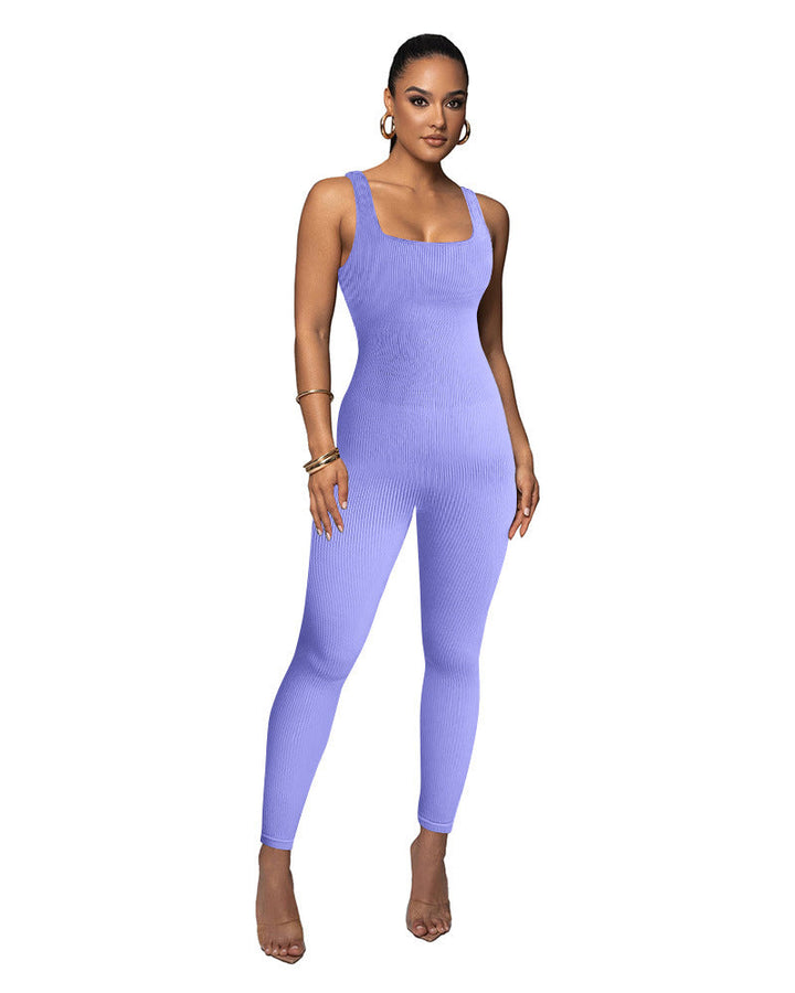 Damen Figurbetonter Strick-Jumpsuit mit Quadrat-Ausschnitt Drune