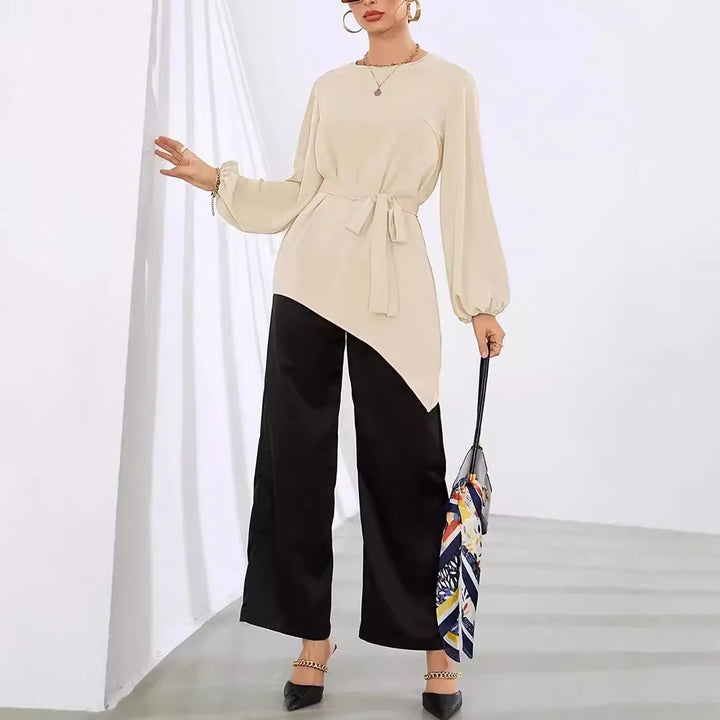 Damen Elegantes Wickelbluse mit langen Ärmeln Drune
