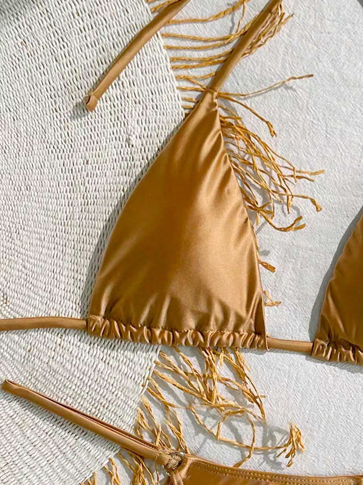 Damen Triangel-Bikini mit schicker Fransenverzierung Drune