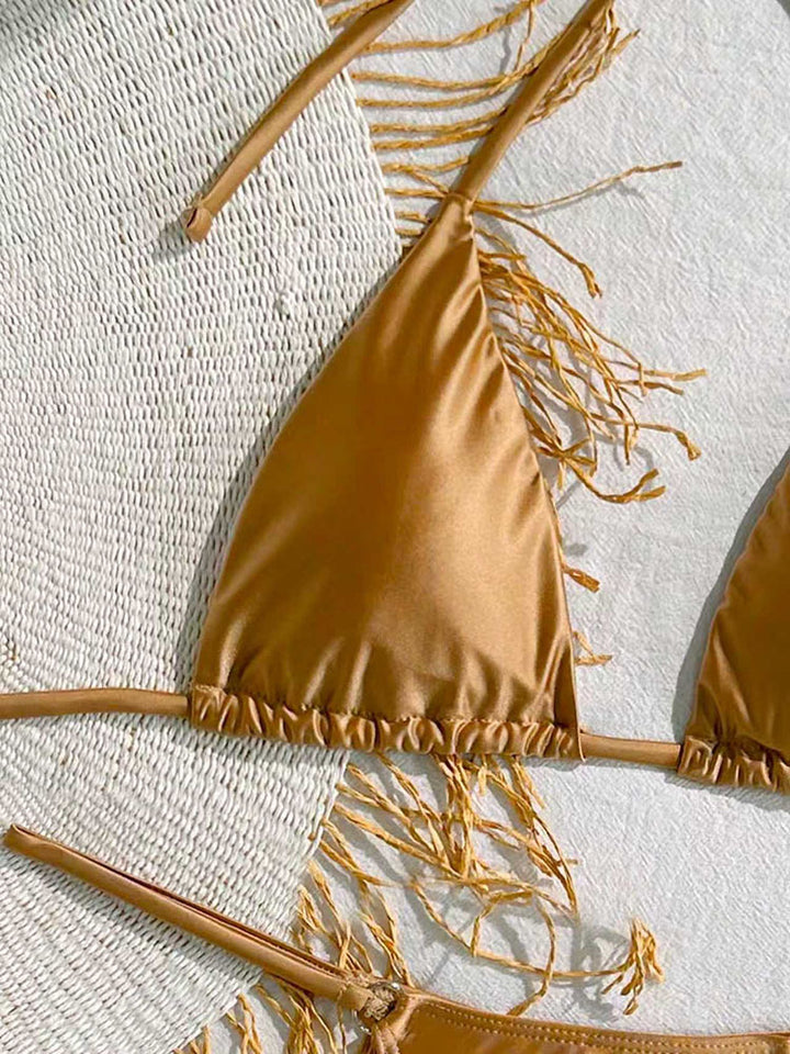 Damen Triangel-Bikini mit schicker Fransenverzierung Drune