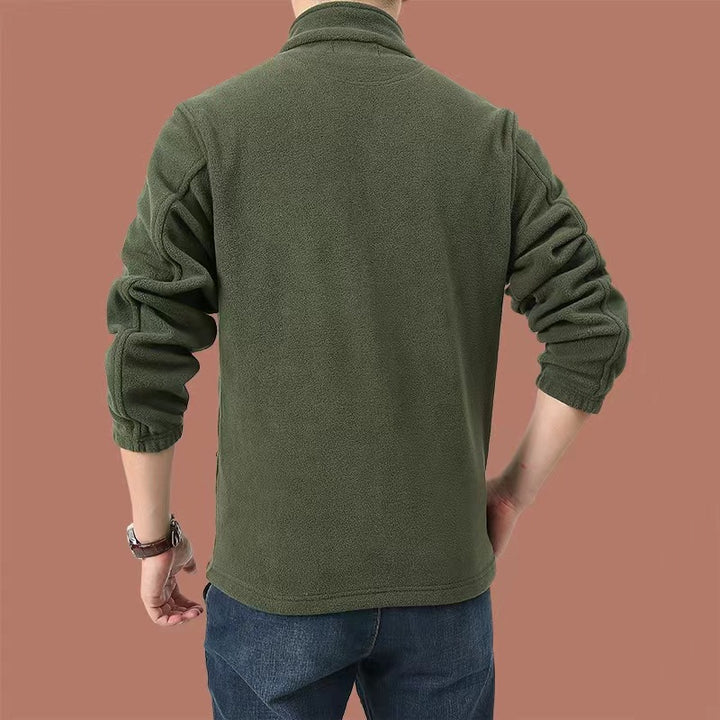 Herren Fleecejacke mit durchgehendem Reißverschluss, Stehkragen und Eingrifftaschen Drune