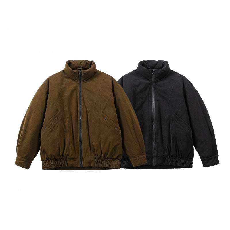 Herren Oversized Bomberjacke aus Veloursleder‑Optik mit hohem Stehkragen und elastischem Saum Drune