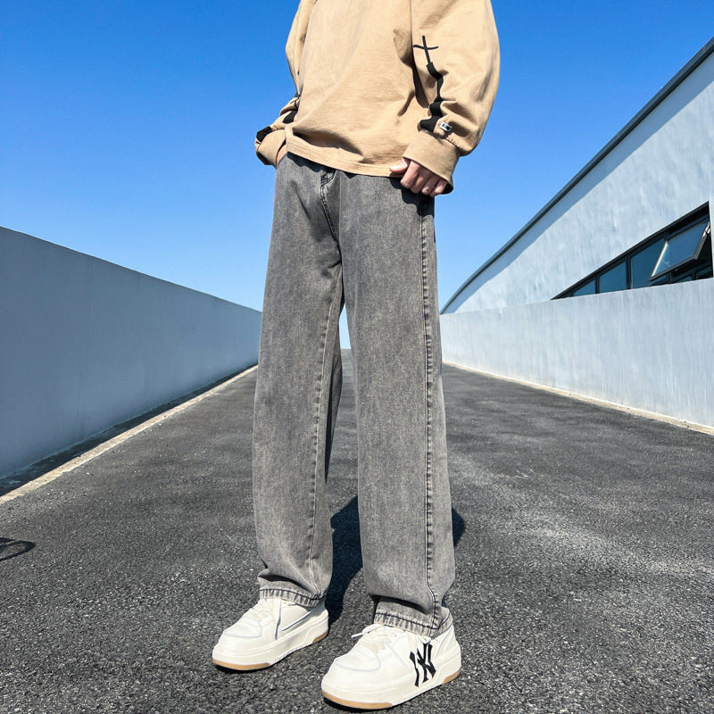 Damen Weite Straight‑Fit Jeans mit hohem Bund, umgeschlagenem Saum und leichter Vintage‑Waschung Drune
