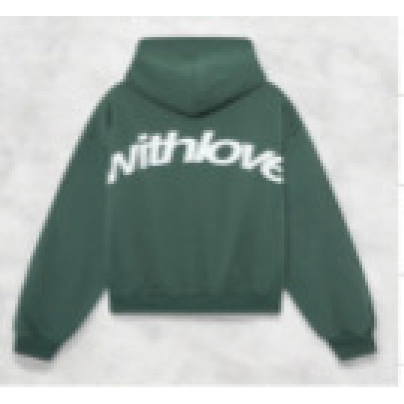 Unisex nan Oversized Kapuzenpullover mit großem Rückenprint und weichem Fleece Innen Drune