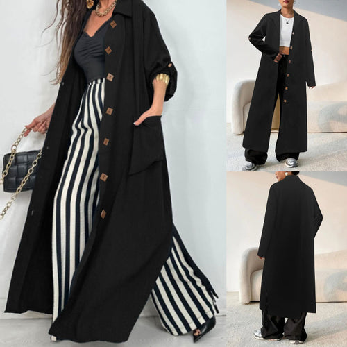 Damen Longline-Mantel mit Hemdkragen und Oversize-Silhouette Drune