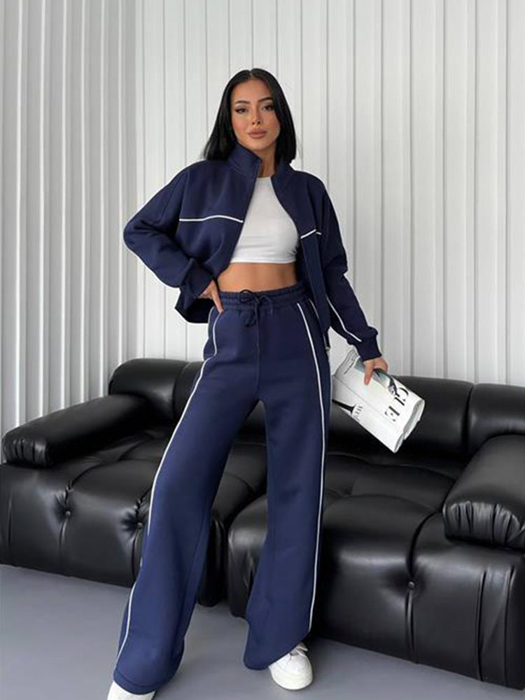 Damen Sportliches Wohlfühl-Set mit hohem Kragen und weitem Schnitt Drune