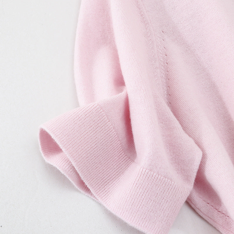 Damen Kurzarm-Feinstrick-Cardigan mit Rundhalsausschnitt und durchgehender Knopfleiste Drune