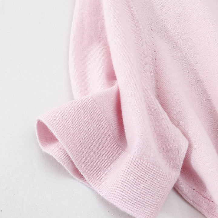 Damen Kurzarm-Feinstrick-Cardigan mit Rundhalsausschnitt und durchgehender Knopfleiste Drune