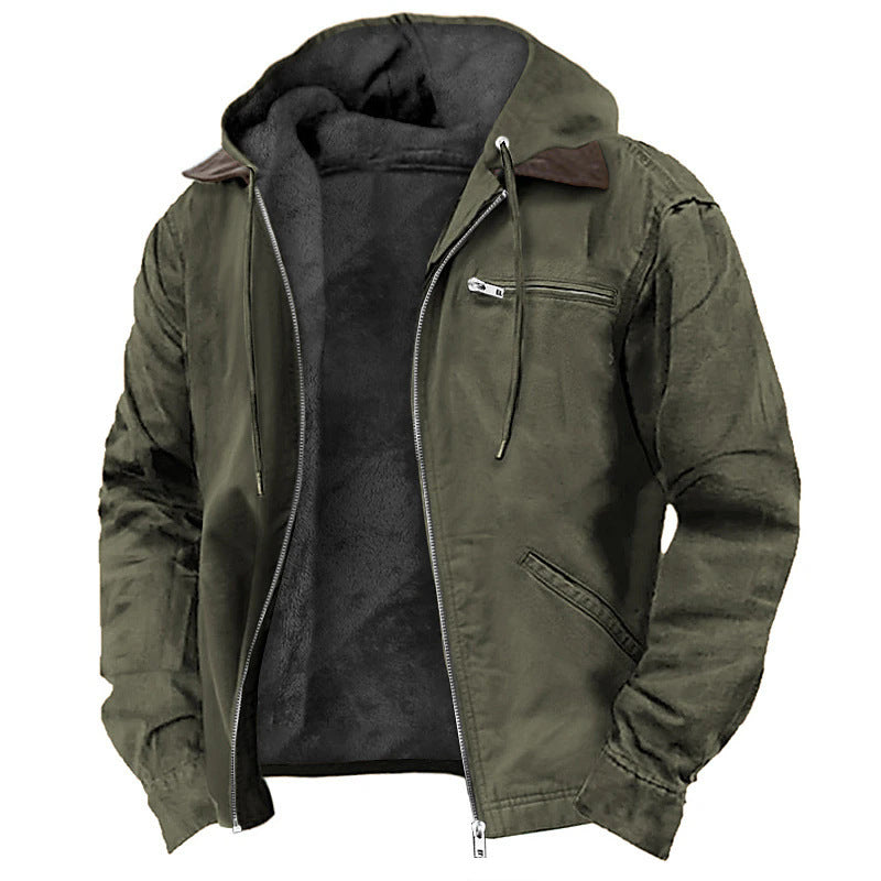 Herren Gefütterte Fieldjacke mit Kapuze und Sherpa-Futter Drune