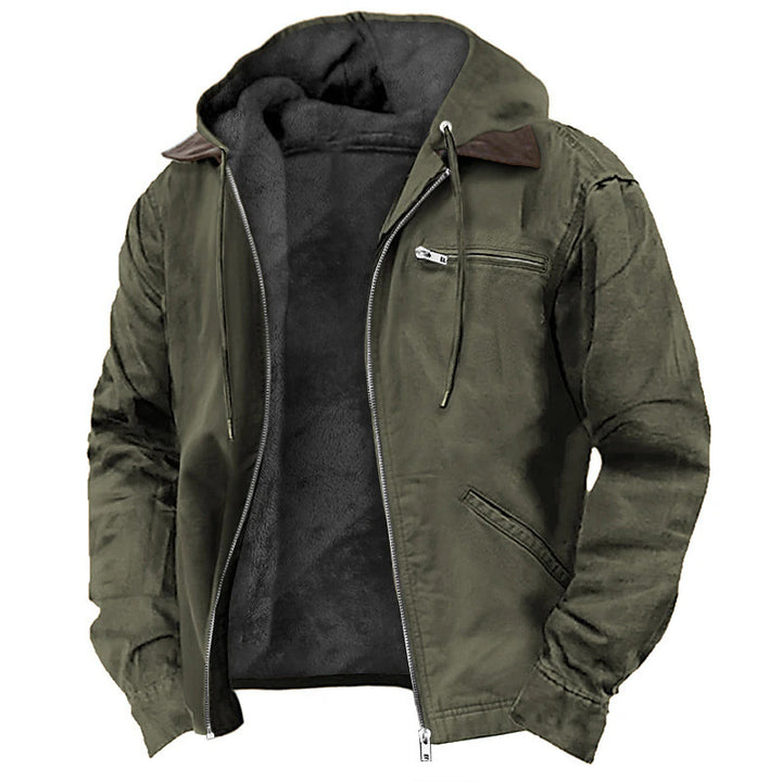 Herren Gefütterte Fieldjacke mit Kapuze und Sherpa-Futter Drune