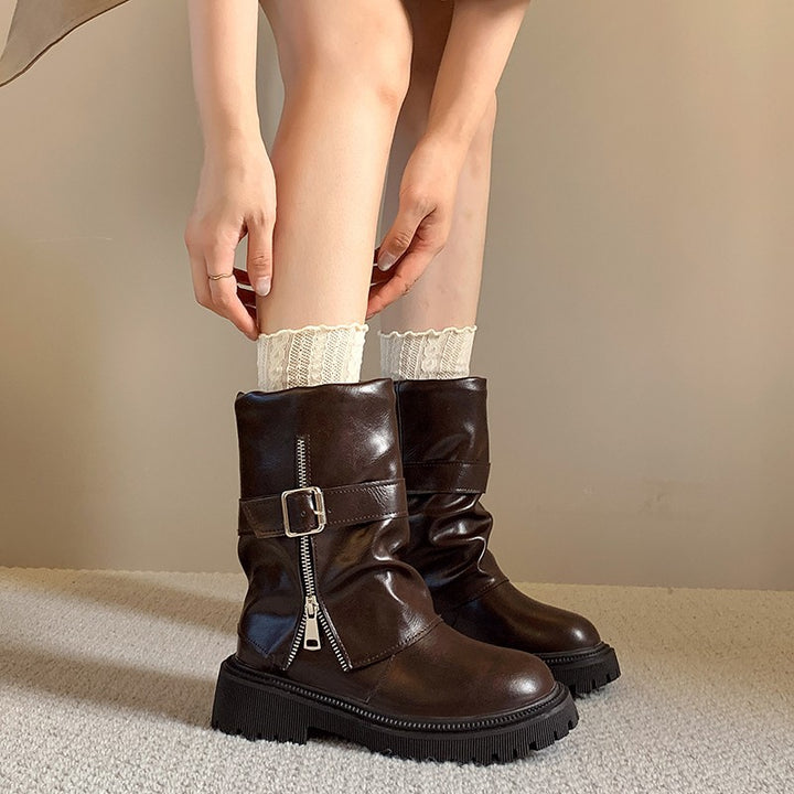 Damen Lässige Stiefeletten mit Schnallen-Design Drune