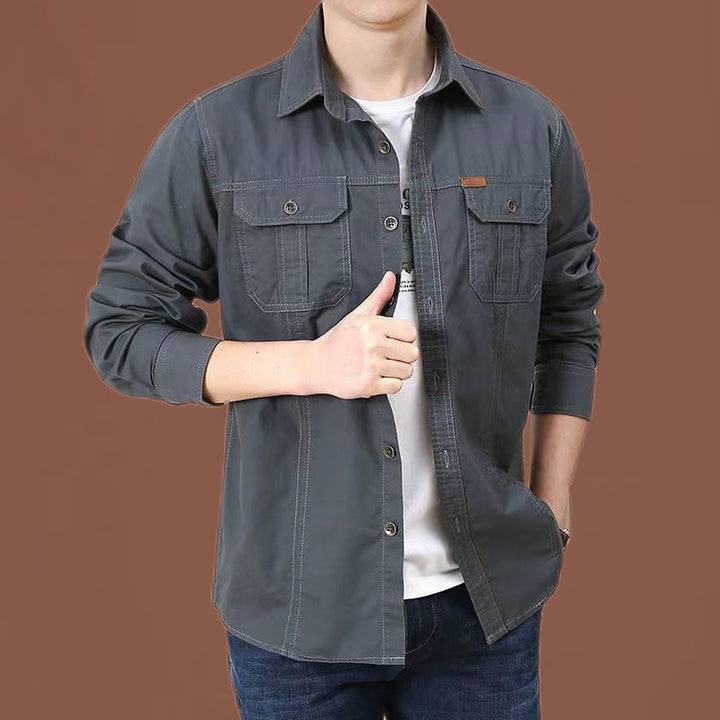 Herren  robustes Baumwoll-Twill Fieldhemd mit aufgesetzten Klappbrusttaschen und markanten Nahtdetails Drune